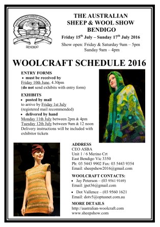 2016 Woolcraft Schedule cover
