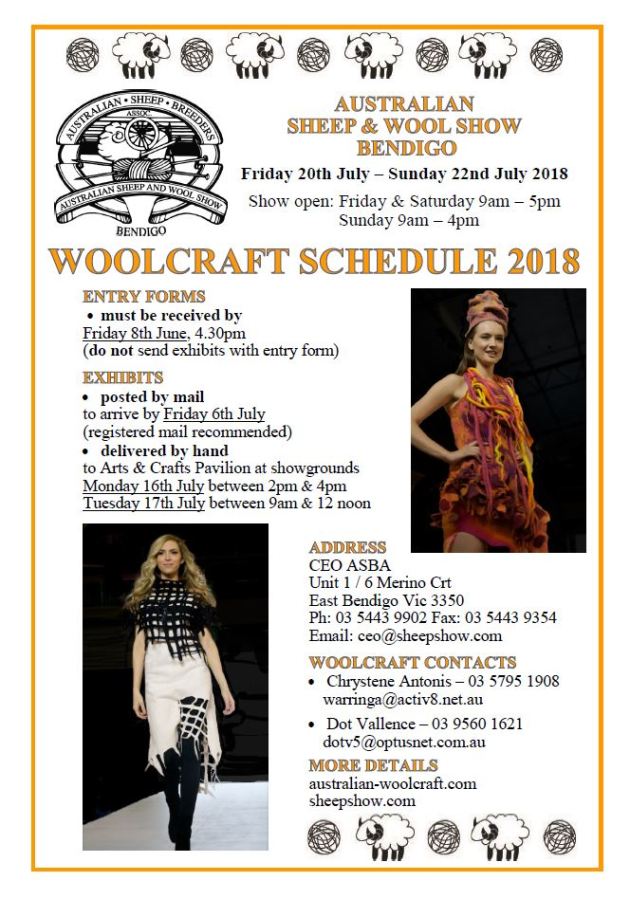 2018 Woolcraft Schedule cover