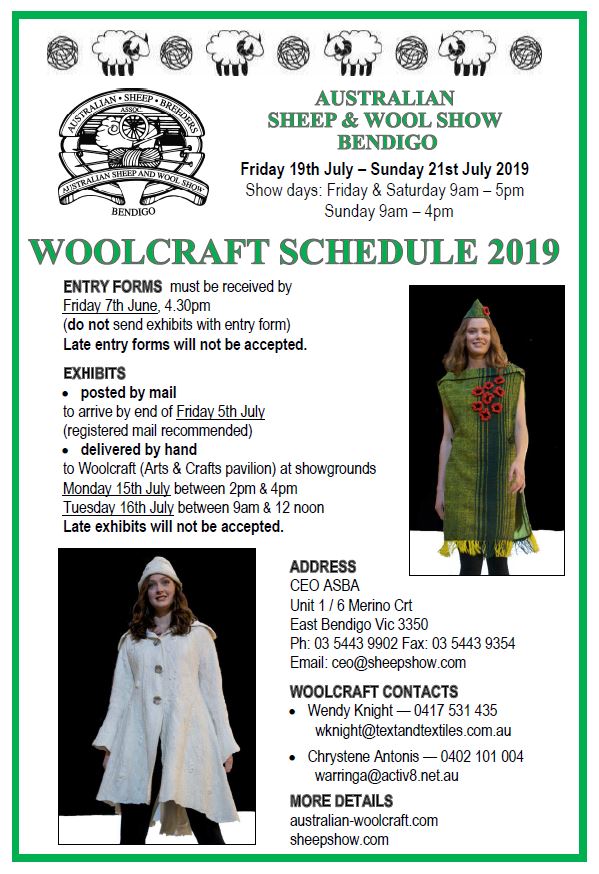 2019 Woolcraft Schedule cover