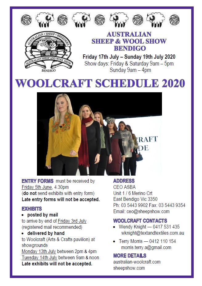 2020 Woolcraft Schedule cover